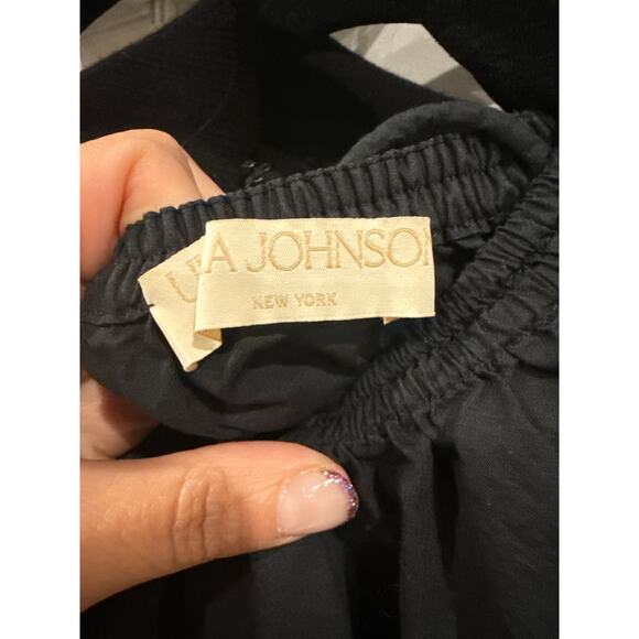 Ulla Johnson Puff-Sleeve Cotton Top – Black, Size 8 - Picture 4 of 5